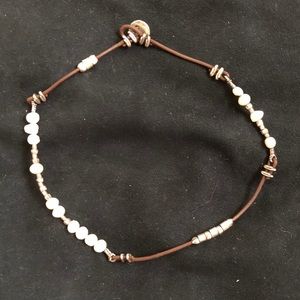 Silpada Leather with silver and pearl necklace